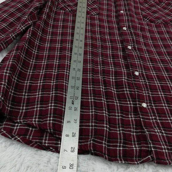 Haband Casual‎ Joe Mens Shirt Button Down Pearl Snaps Plaid Red Pockets XL - Picture 6 of 13
